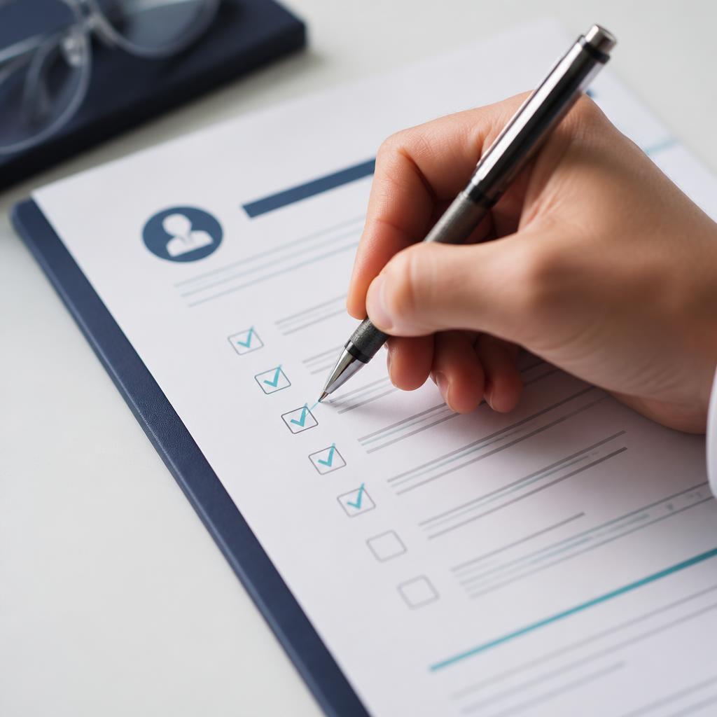 Close-up of a qualification checklist form being filled out